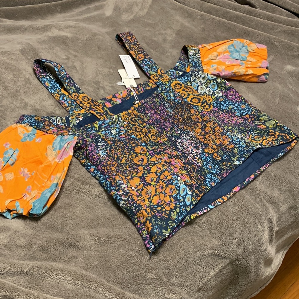 ✨ Anthropologie Patchwork Cropped Tank Sz L - Picture 7 of 9